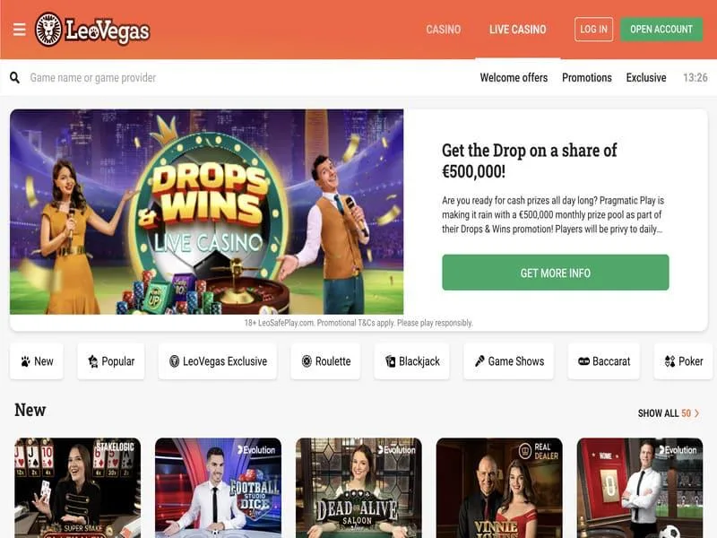 LeoVegas Canada Guide — Live casino and live dealer tables